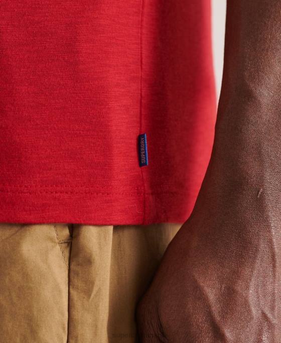 Superdry tricou din bumbac organic cu decolteu în V cu buzunar slub îmbrăcăminte roșu bărbați JX0Z4834