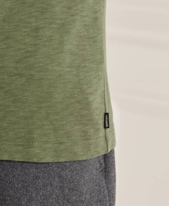 Superdry tricou din bumbac organic cu decolteu în V cu buzunar slub îmbrăcăminte verde bărbați JX0Z4846