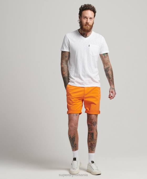 Superdry tricou din bumbac organic cu decolteu în V cu buzunar îmbrăcăminte alb bărbați JX0Z4916