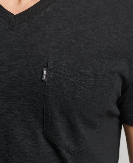 Superdry tricou din bumbac organic cu decolteu în V cu buzunar îmbrăcăminte negru bărbați JX0Z4939