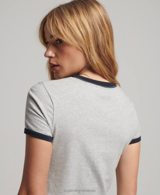 Superdry tricou din bumbac organic îmbrăcăminte gri inchis femei JX0Z2203