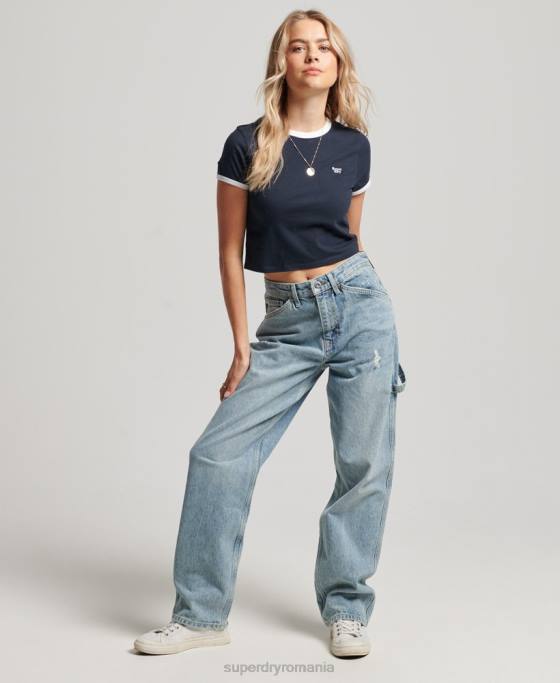 Superdry tricou din bumbac organic îmbrăcăminte marina femei JX0Z2675