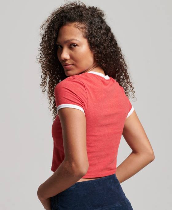 Superdry tricou din bumbac organic îmbrăcăminte roșu femei JX0Z2221