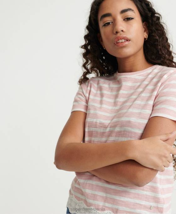 Superdry tricou din dantelă mixtă îmbrăcăminte roz femei JX0Z6775