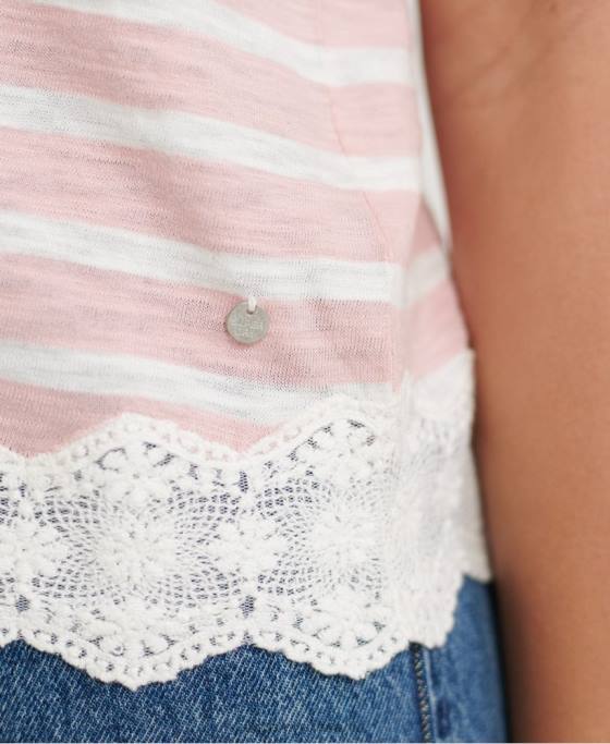 Superdry tricou din dantelă mixtă îmbrăcăminte roz femei JX0Z6775