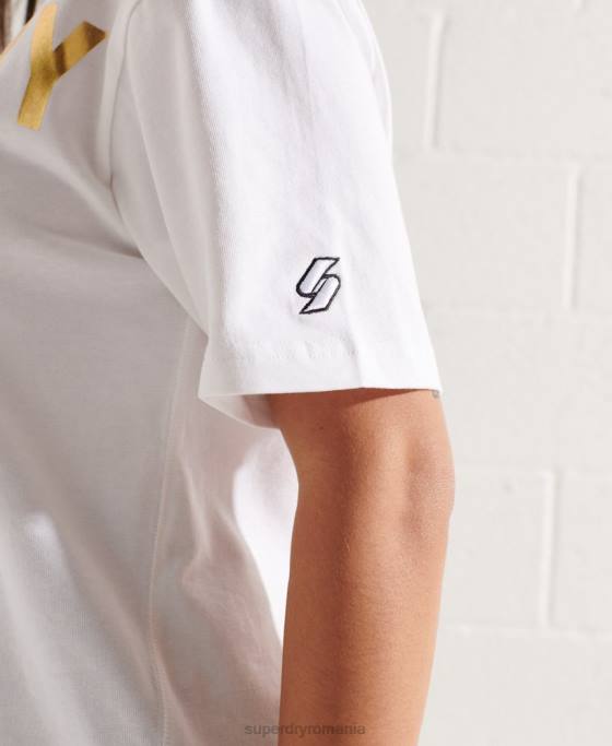 Superdry tricou din folie cu logo cooperate îmbrăcăminte alb femei JX0Z6286