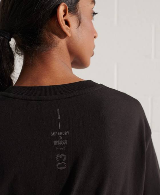 Superdry tricou din folie cu logo cooperate îmbrăcăminte negru femei JX0Z6273