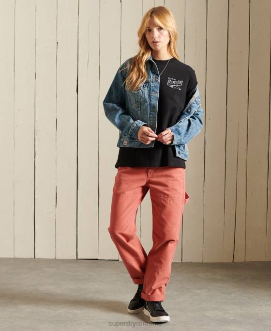 Superdry tricou din folie de îmbrăcăminte de lucru în stil script îmbrăcăminte negru femei JX0Z6275