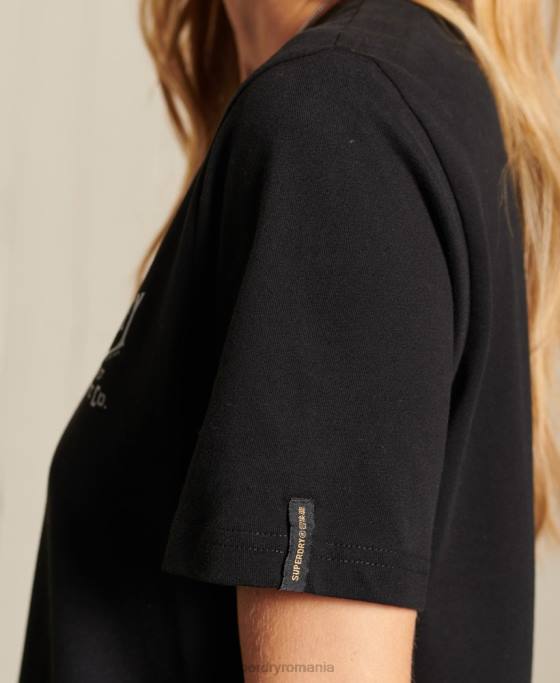 Superdry tricou din folie de îmbrăcăminte de lucru în stil script îmbrăcăminte negru femei JX0Z6275
