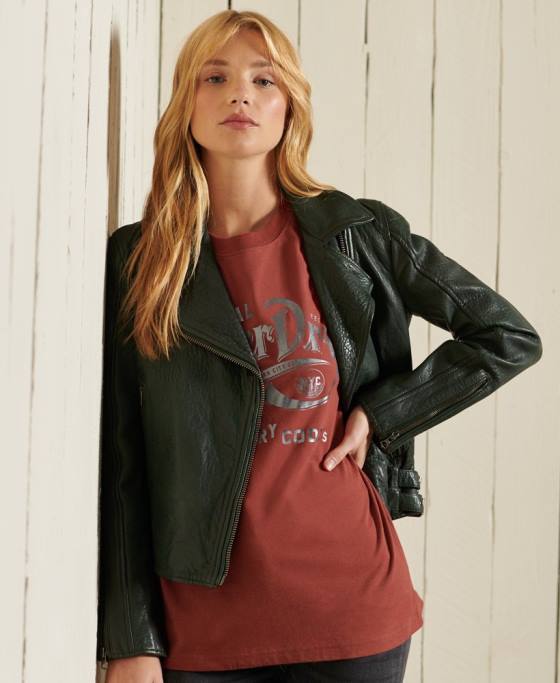 Superdry tricou din folie de îmbrăcăminte de lucru în stil script îmbrăcăminte roșu femei JX0Z2771
