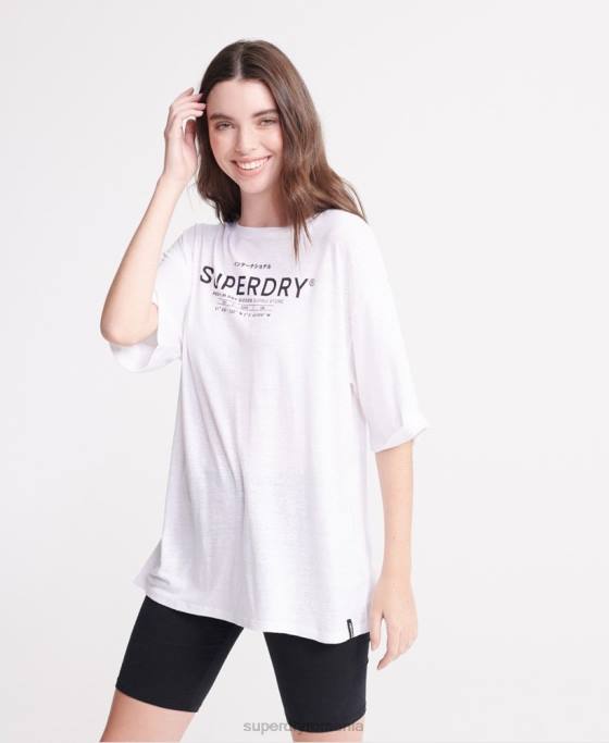 Superdry tricou din in desert îmbrăcăminte alb femei JX0Z2839
