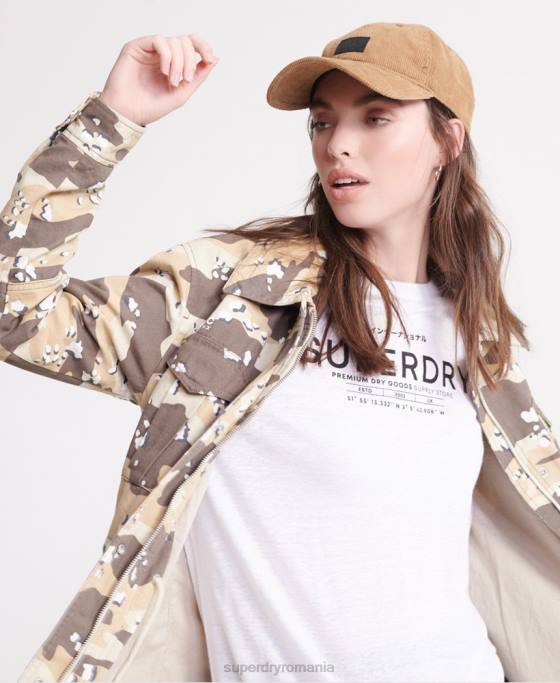 Superdry tricou din in desert îmbrăcăminte alb femei JX0Z2839