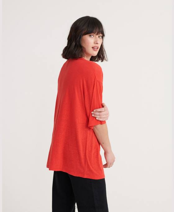 Superdry tricou din in desert îmbrăcăminte roșu femei JX0Z6765