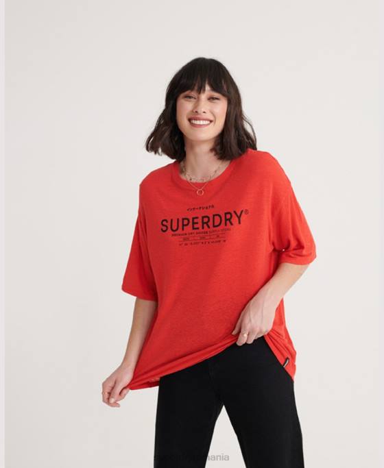 Superdry tricou din in desert îmbrăcăminte roșu femei JX0Z6765