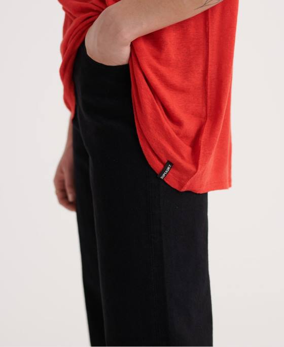 Superdry tricou din in desert îmbrăcăminte roșu femei JX0Z6765