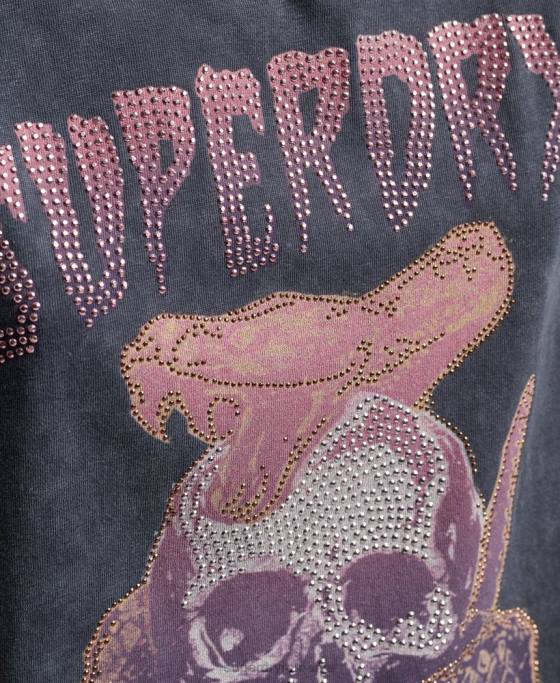 Superdry tricou din metal marca marca îmbrăcăminte negru femei JX0Z6248