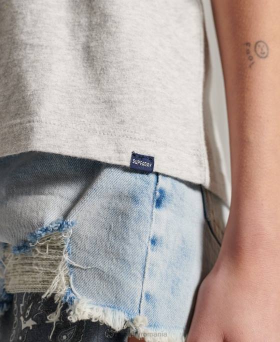 Superdry tricou esential din bumbac organic îmbrăcăminte gri deschis femei JX0Z6228