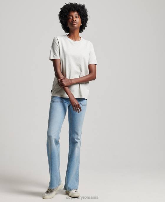 Superdry tricou esential din bumbac organic îmbrăcăminte gri deschis femei JX0Z6302