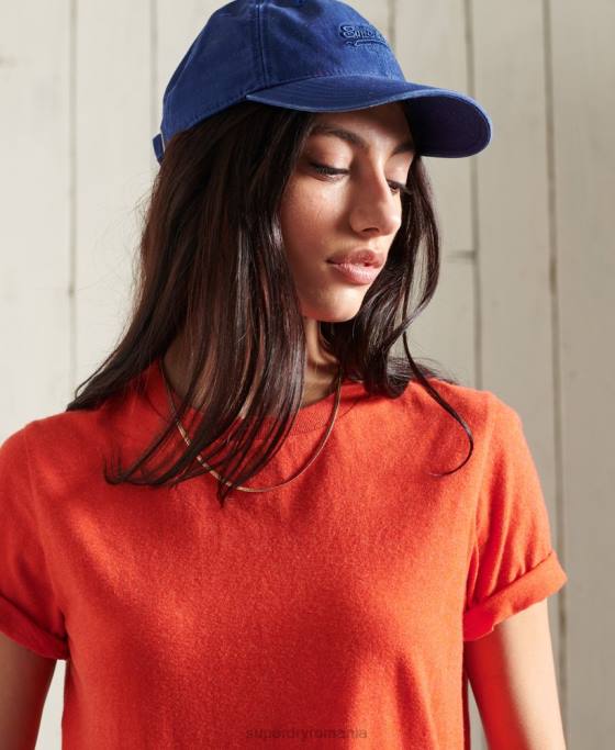 Superdry tricou esential din bumbac organic îmbrăcăminte portocale femei JX0Z6280