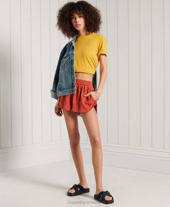 Superdry tricou esential din bumbac organic îmbrăcăminte portocale femei JX0Z6306