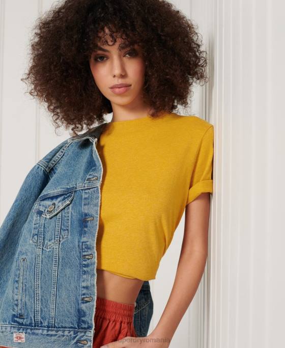 Superdry tricou esential din bumbac organic îmbrăcăminte portocale femei JX0Z6306