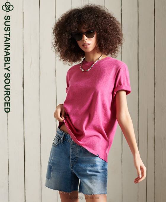 Superdry tricou esential din bumbac organic îmbrăcăminte roz femei JX0Z6249