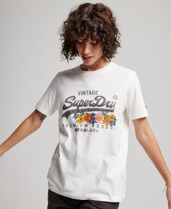 Superdry tricou floral premium cu logo vintage îmbrăcăminte cremă femei JX0Z2684