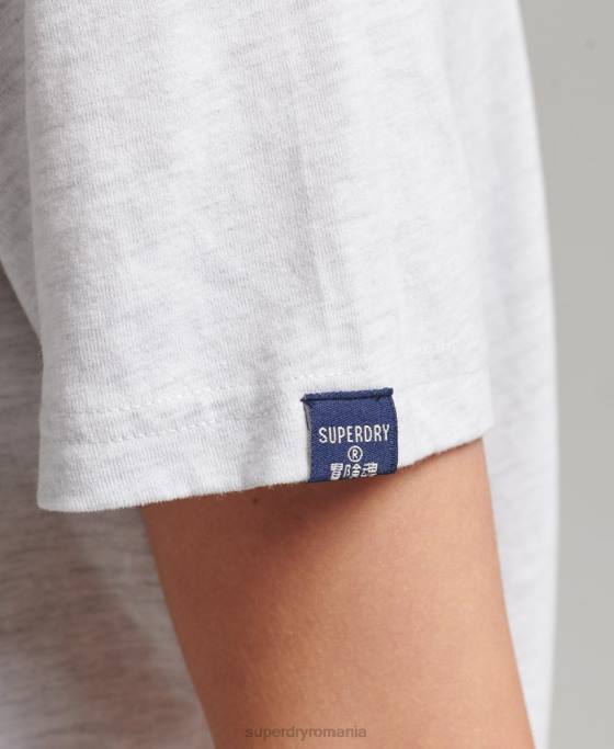 Superdry tricou floral stil script îmbrăcăminte gri deschis femei JX0Z6277