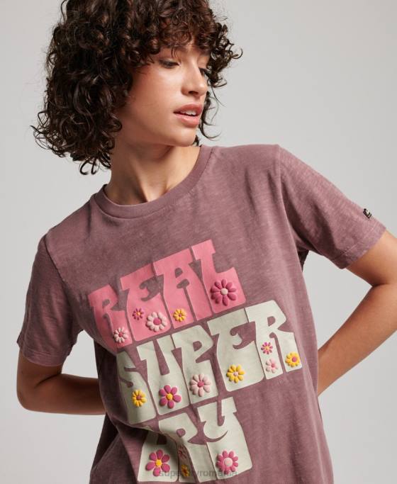 Superdry tricou floral superstat îmbrăcăminte Violet femei JX0Z2618