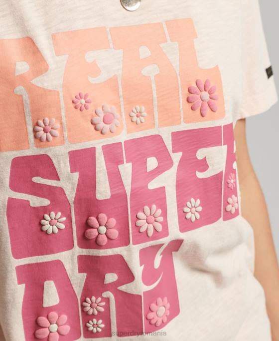 Superdry tricou floral superstat îmbrăcăminte roz femei JX0Z2633