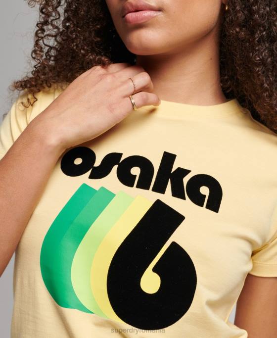 Superdry tricou grafic anilor 90 îmbrăcăminte galben femei JX0Z2667