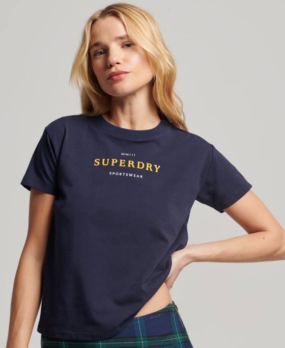 Superdry tricou grafic anilor 90 îmbrăcăminte marina femei JX0Z2614