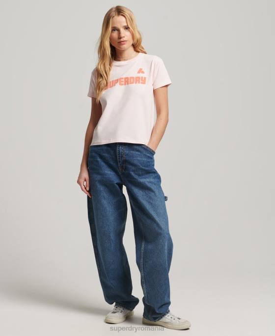 Superdry tricou grafic anilor 90 îmbrăcăminte roz femei JX0Z2655