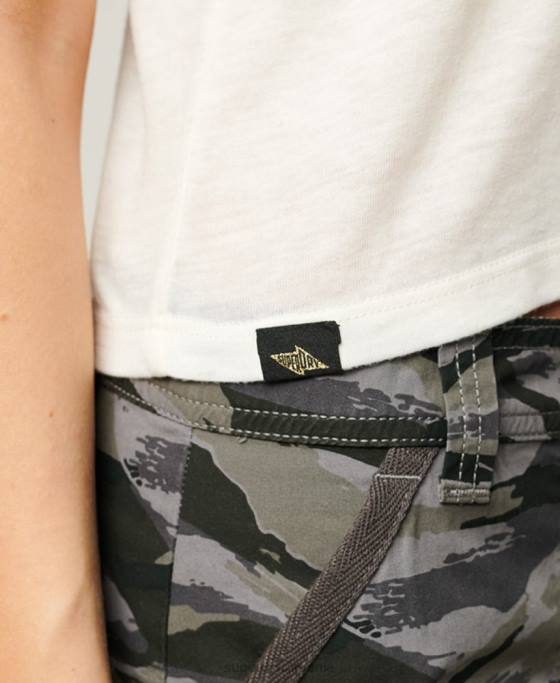 Superdry tricou grafic blackout rock îmbrăcăminte alb femei JX0Z2641