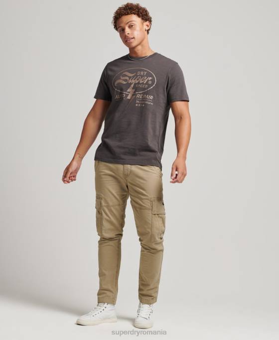 Superdry tricou grafic blackout rock îmbrăcăminte gri inchis bărbați JX0Z4932