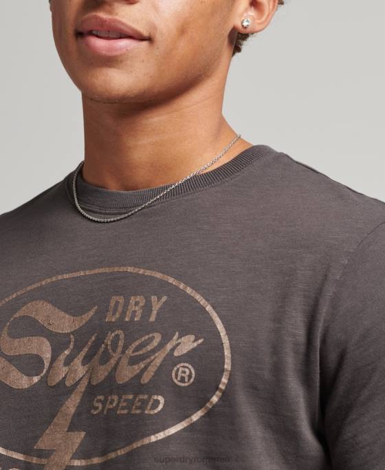 Superdry tricou grafic blackout rock îmbrăcăminte gri inchis bărbați JX0Z4932