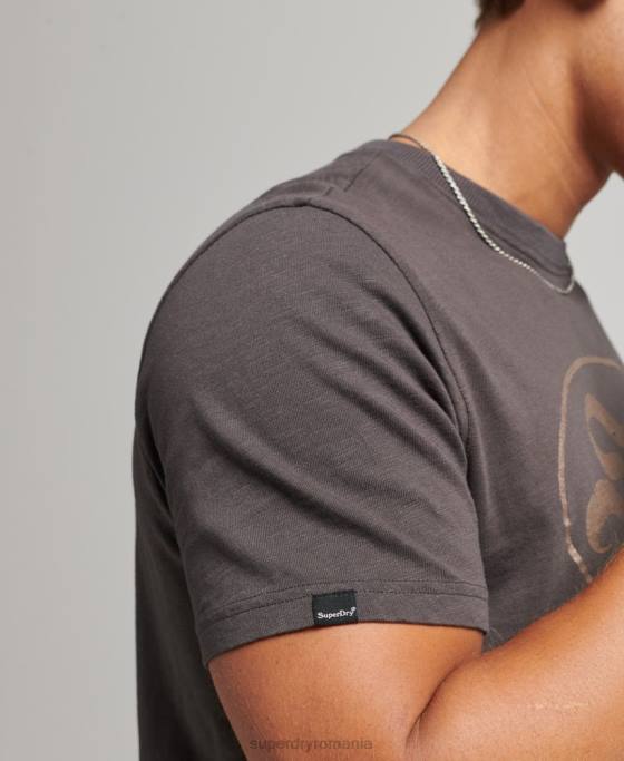 Superdry tricou grafic blackout rock îmbrăcăminte gri inchis bărbați JX0Z4932