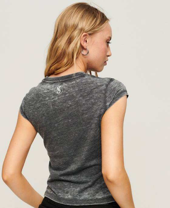 Superdry tricou grafic blackout rock îmbrăcăminte negru femei JX0Z2634