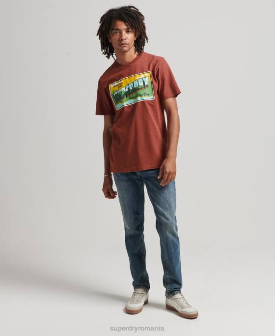 Superdry tricou grafic carte poștală de călătorie îmbrăcăminte roșu bărbați JX0Z4820