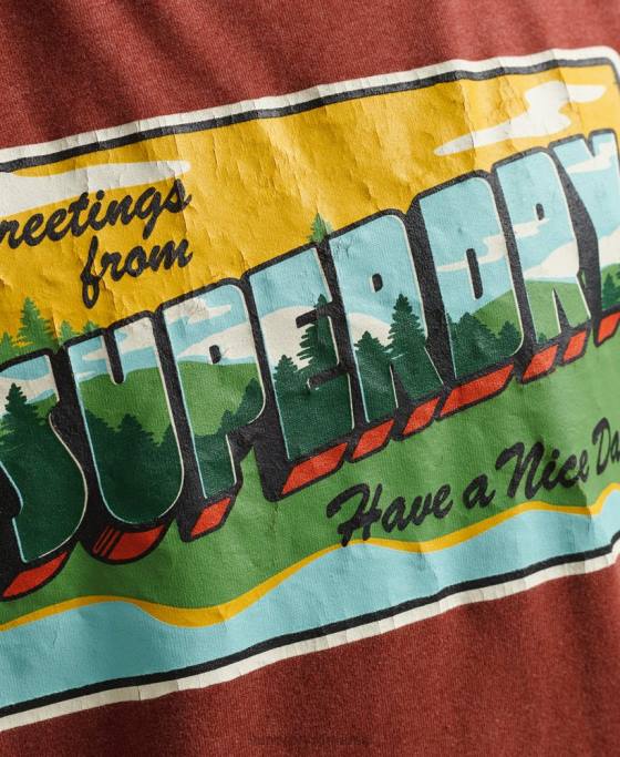 Superdry tricou grafic carte poștală de călătorie îmbrăcăminte roșu bărbați JX0Z4820