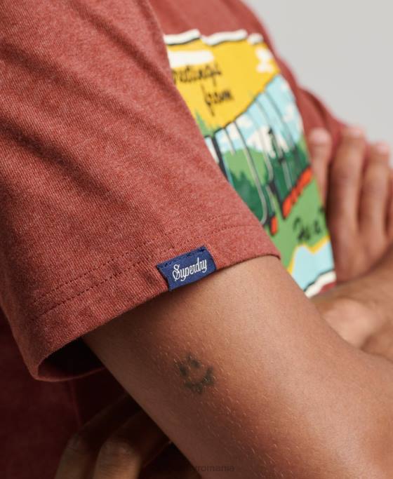 Superdry tricou grafic carte poștală de călătorie îmbrăcăminte roșu bărbați JX0Z4820