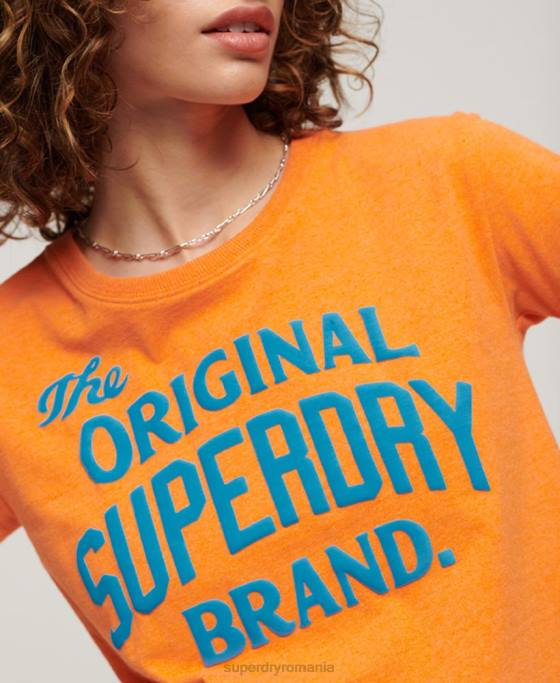 Superdry tricou grafic neon archive îmbrăcăminte portocale femei JX0Z2668