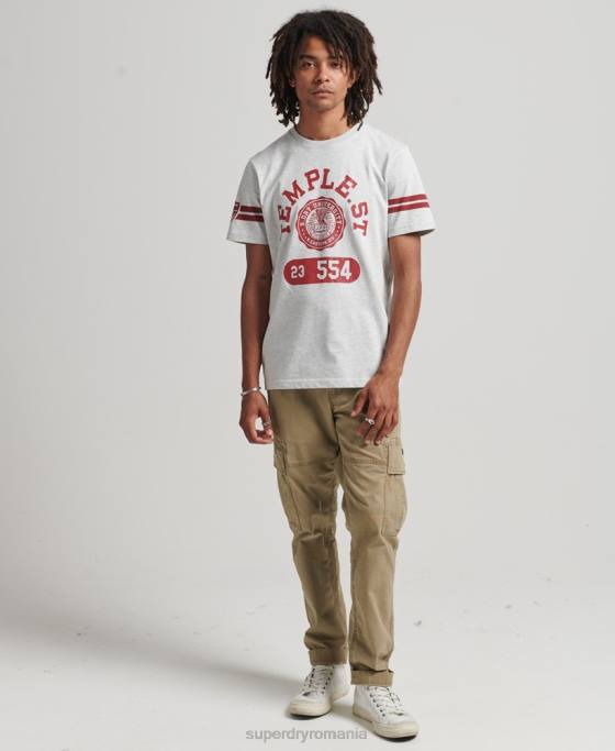 Superdry tricou grafic pentru colegiu atletic îmbrăcăminte gri deschis bărbați JX0Z4838