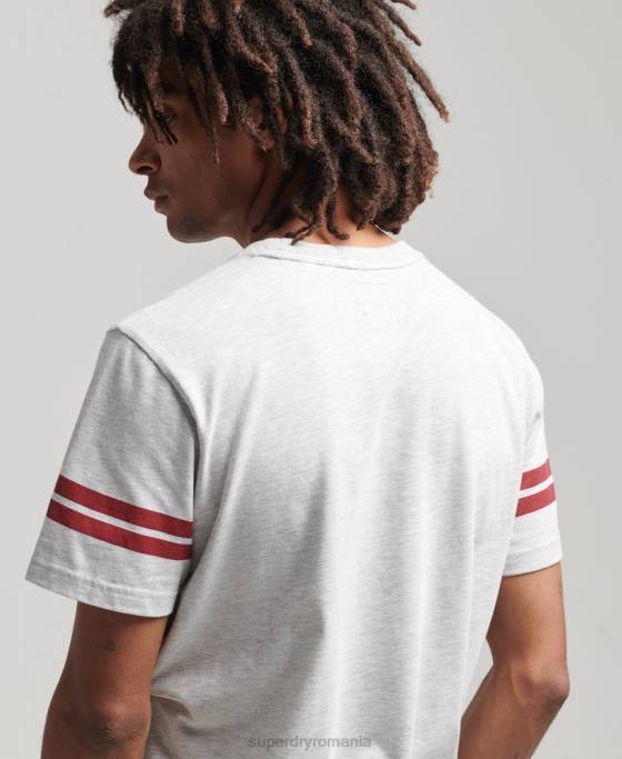 Superdry tricou grafic pentru colegiu atletic îmbrăcăminte gri deschis bărbați JX0Z4838
