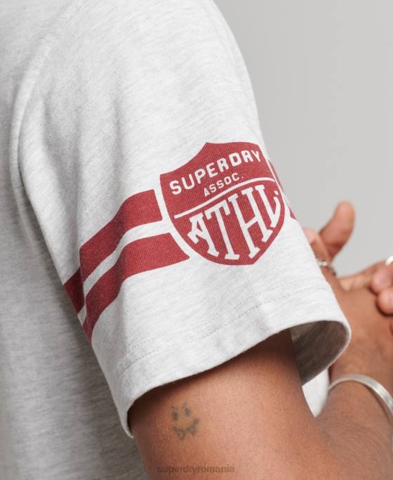 Superdry tricou grafic pentru colegiu atletic îmbrăcăminte gri deschis bărbați JX0Z4838