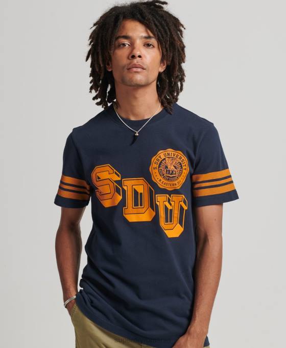 Superdry tricou grafic pentru colegiu atletic îmbrăcăminte marina bărbați JX0Z4875