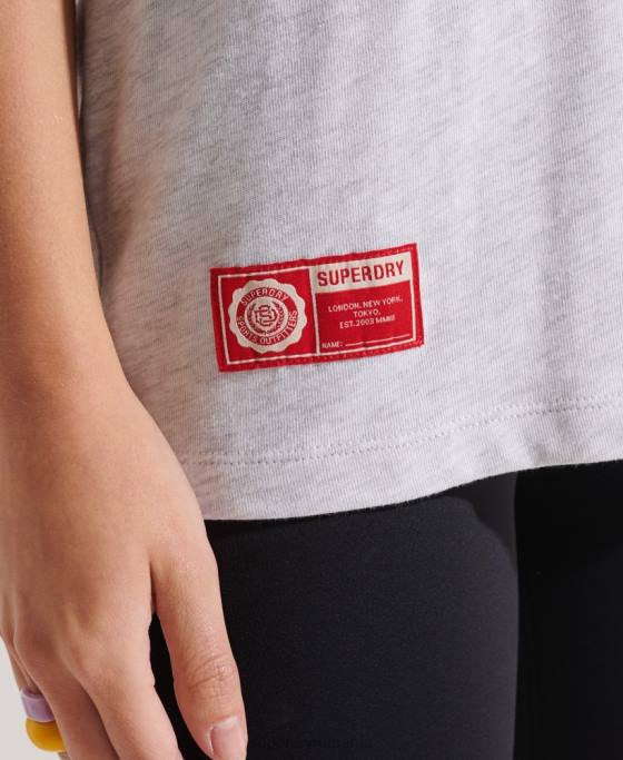 Superdry tricou grafic pentru facultate îmbrăcăminte gri deschis femei JX0Z2719