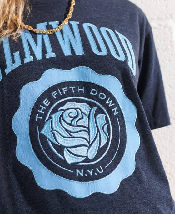 Superdry tricou grafic pentru facultate îmbrăcăminte marina femei JX0Z2744