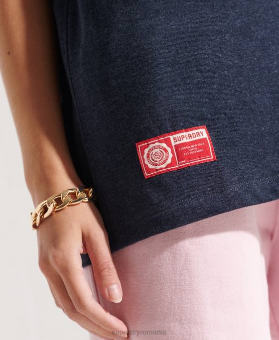 Superdry tricou grafic pentru facultate îmbrăcăminte marina femei JX0Z2744
