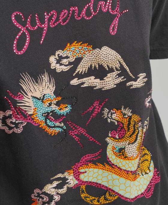 Superdry tricou grafic suika îmbrăcăminte negru femei JX0Z2644